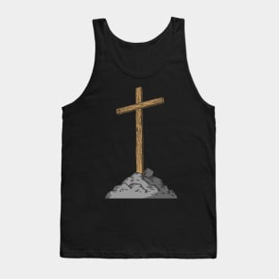 Wooden cross on a hill Tank Top